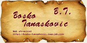 Boško Tanasković vizit kartica